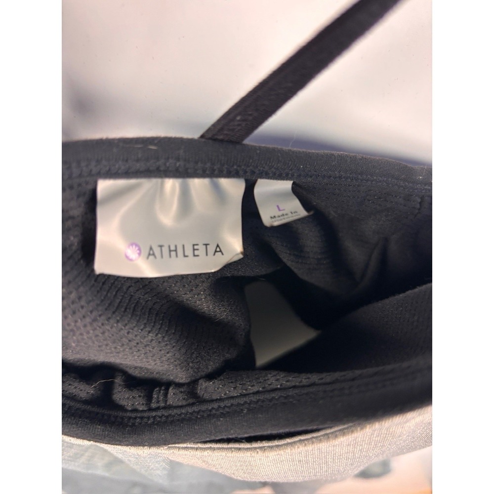 Athleta Womens(2)Bundle Strappy Back Tank Top Built-In Bra Black Gray Size L - Picture 6 of 7